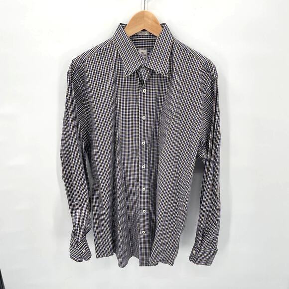PETER MILLAR Cotton Button Down Plaid Shirt // L - Picture 1 of 7